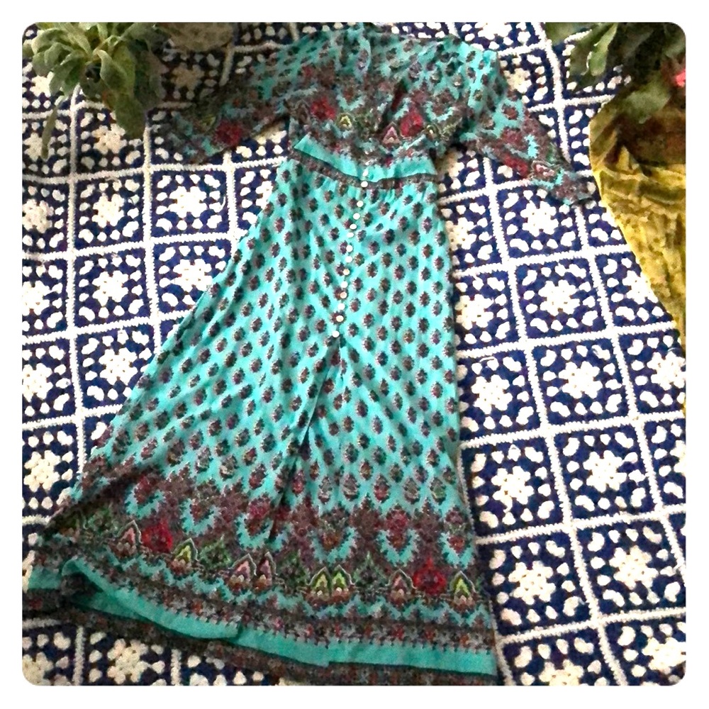 turquoise bohemian maxi dress